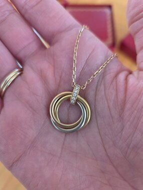 Cartier Trinity Pendant with diamonds and chain